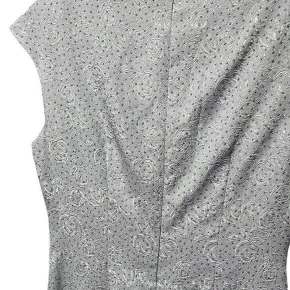 Vintage J.R. Nites by Caliendo Silver Gray Sparkly Formal Midi Dress Cap Sleeve - Picture 6 of 11